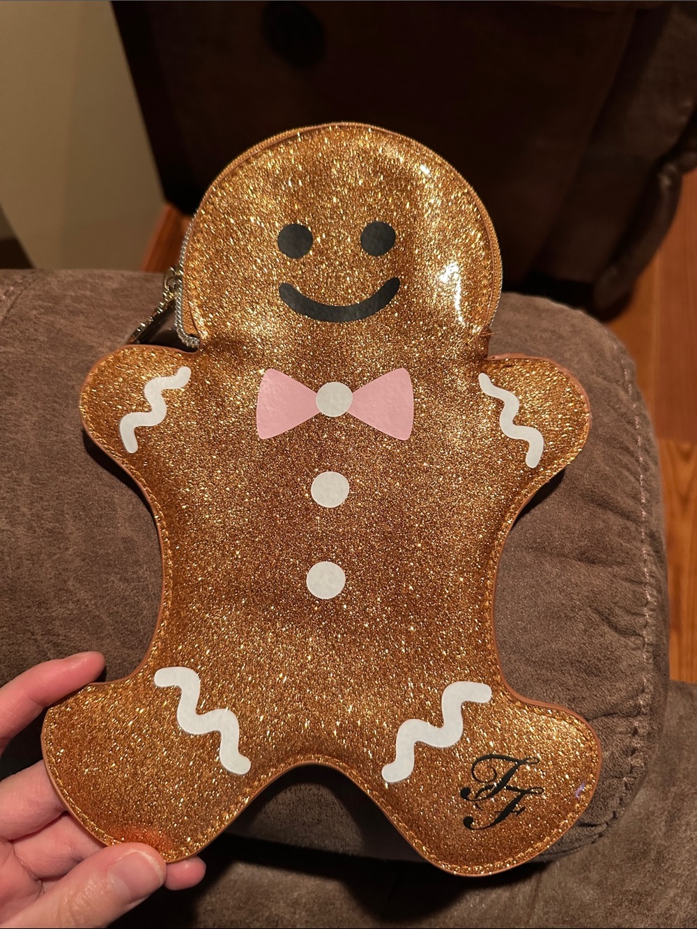 Too faced Gingerbread Glitter Bag with Pink Bow